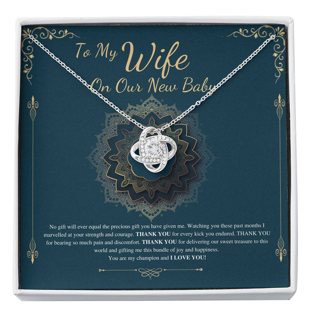 Push Gift for Wife for New Baby, New Mom Gift from Husband, Push Gift for Wife, New Baby Gift From Husband, New Mom Necklace,Love Knot #0231