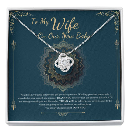 Push Gift for Wife for New Baby, New Mom Gift from Husband, Push Gift for Wife, New Baby Gift From Husband, New Mom Necklace,Love Knot #0231