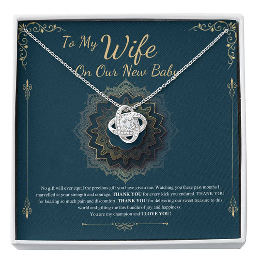 Push Gift for Wife for New Baby, New Mom Gift from Husband, Push Gift for Wife, New Baby Gift From Husband, New Mom Necklace,Love Knot #0231