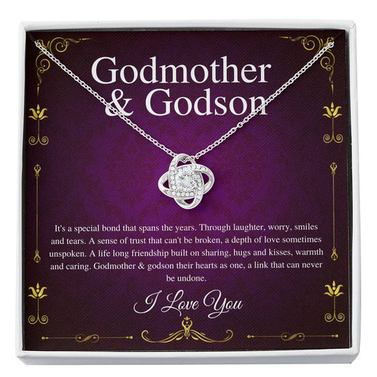 Godmother & Godson Necklace, Gift for Godmother from Godson,Will You Be My Godmother Gift Card, Jewelry for Godmother,Love Knot #0225