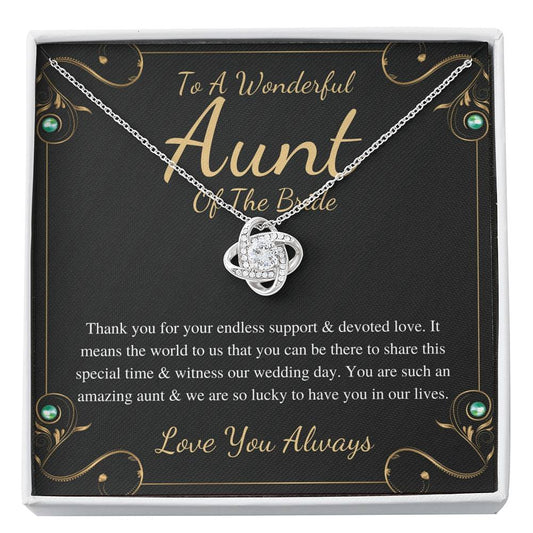 Love Knot, Aunt Of The Bride Necklace Gift, Wedding Gift From Bride And Groom, Bridal Party Thank You Gift To Aunt, Aunt Wedding Gift #0154