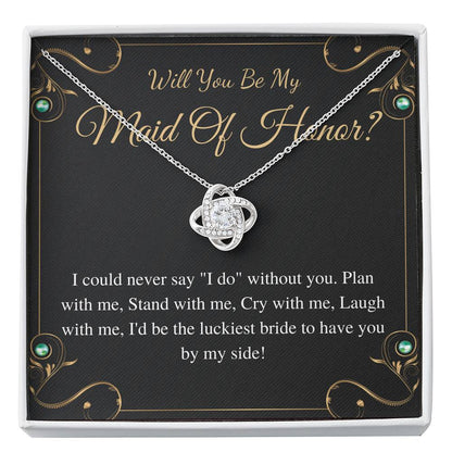 Maid of Honor Proposal Gift Necklace, Will you be my Maid of Honor Gift, MOH proposal gift, Wedding Maid Of Honor Necklace, Love Knot #0163