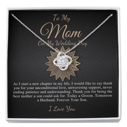 Love Knot, Mother of the Groom Gift from Son, Mom Wedding Gift from Son, Wedding gift from Groom to Mom, Wedding Necklace from Son #0175