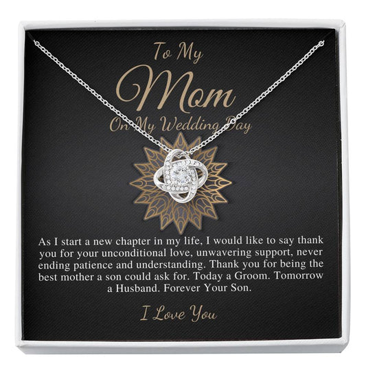 Love Knot, Mother of the Groom Gift from Son, Mom Wedding Gift from Son, Wedding gift from Groom to Mom, Wedding Necklace from Son #0175