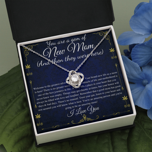 New Mom Necklace Gift, First Time Mom Gift For First Mother's Day Gift, New mommy Gift For Baby Shower, Push Present For Mom,Love Knot #0261 ilu