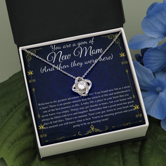 New Mom Necklace Gift, First Time Mom Gift For First Mother's Day Gift, New mommy Gift For Baby Shower, Push Present For Mom,Love Knot #0261