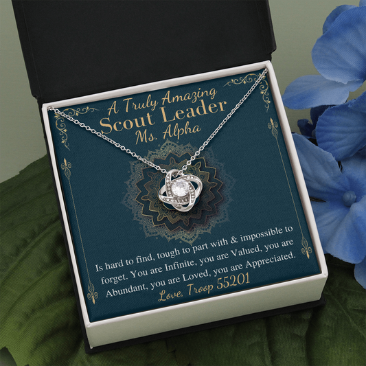 Scout Leader Gift Necklace, Girl Scout Leader Gift, Girl Scout Leader Appreciation, Scout Leader Thank You,Scout Leader Christmas Gift #0891 alpha