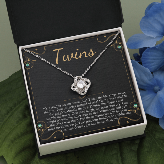 Twin Baby Gift, Mother of Twins Baby Shower, Mom of Twins Pregnancy Announcement, Pregnant with Twins, Expecting twins, Love Knot #0288