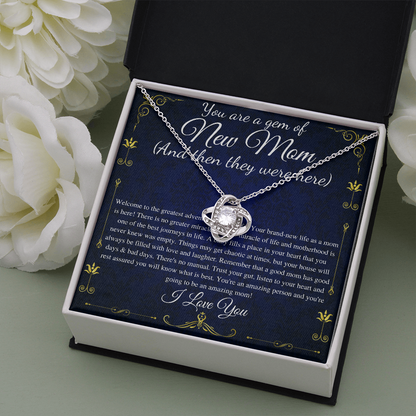 New Mom Necklace Gift, First Time Mom Gift For First Mother's Day Gift, New mommy Gift For Baby Shower, Push Present For Mom,Love Knot #0261 ilu