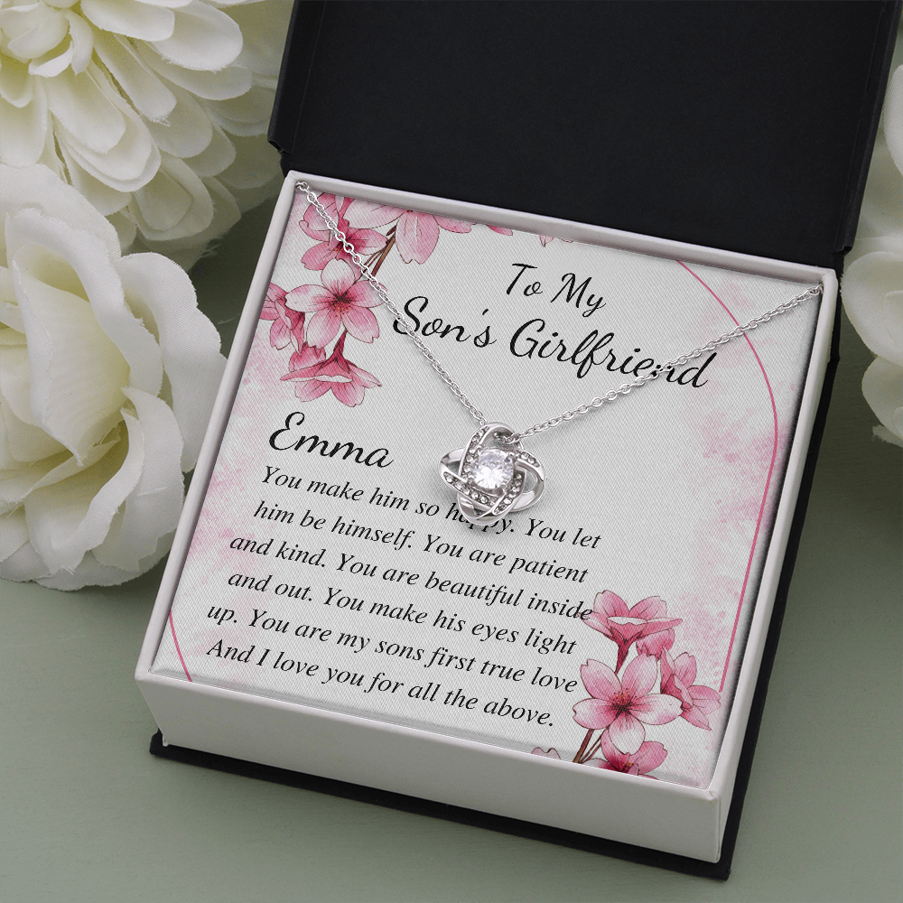Necklace For Son's Girlfriend, Christmas Gift For Sons Girlfriend, Sons Girlfriend Gift, Son's Girlfriends Birthday Gift, Love Knot #0477 emma