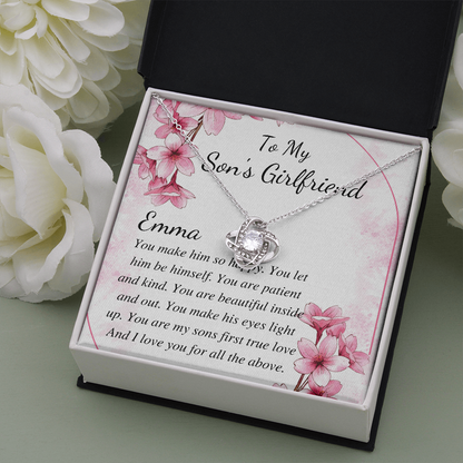 Necklace For Son's Girlfriend, Christmas Gift For Sons Girlfriend, Sons Girlfriend Gift, Son's Girlfriends Birthday Gift, Love Knot #0477 emma
