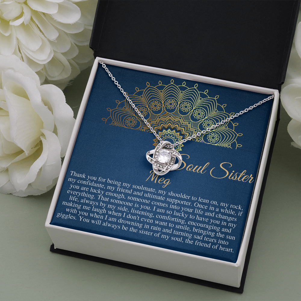 Soul Sister Necklace, Unbiological Sister, Soul Sister Gift for Best Friend Gift, Best Friend Jewelry, Frinship Day Gift, Love Knot #0317 Meg