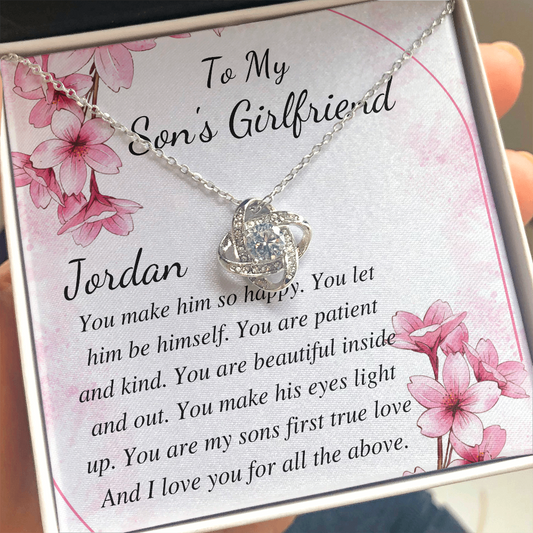 Necklace For Son's Girlfriend, Christmas Gift For Sons Girlfriend, Sons Girlfriend Gift, Son's Girlfriends Birthday Gift, Love Knot #0477 jordan