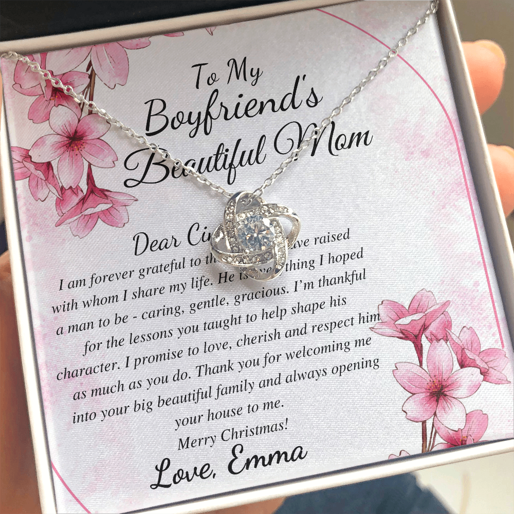 Boyfriend Mom Necklace, Gift for Boyfriend Mother, Birthday Gift, Christmas Gift, Mothers Day Gift for Boyfriends Mom, Love knot emma