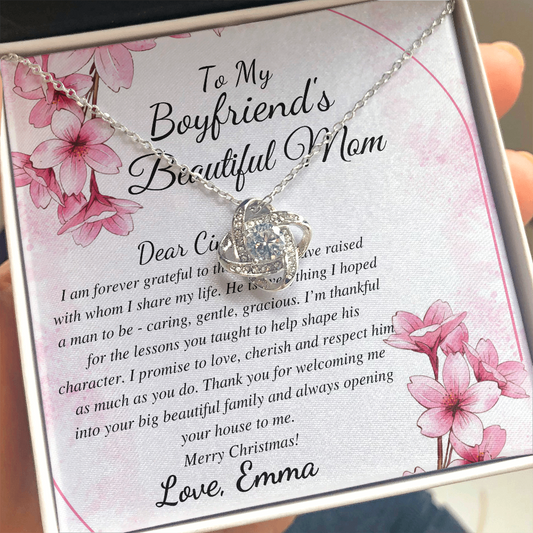 Boyfriend Mom Necklace, Gift for Boyfriend Mother, Birthday Gift, Christmas Gift, Mothers Day Gift for Boyfriends Mom, Love knot emma