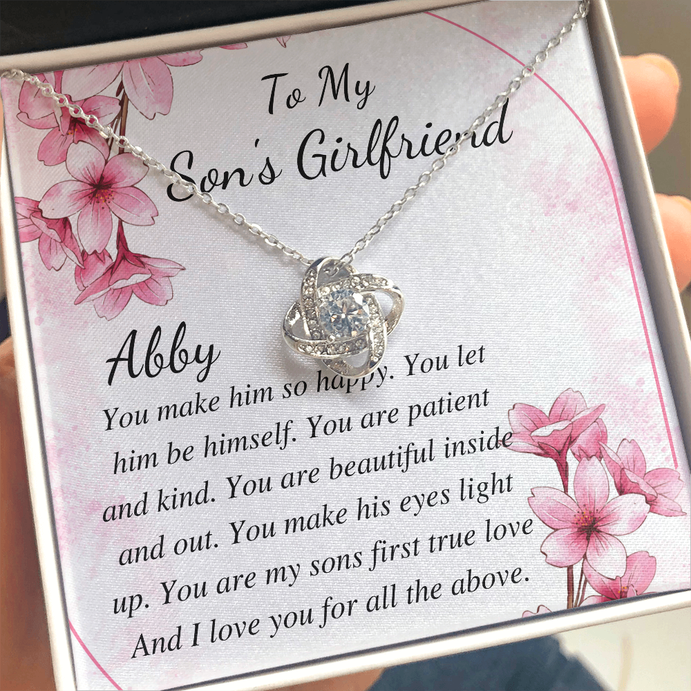 Necklace For Son's Girlfriend, Christmas Gift For Sons Girlfriend, Sons Girlfriend Gift, Son's Girlfriends Birthday Gift, Love Knot #0477 Abby