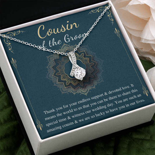 Cousin Of The Groom Necklace Gift, Wedding Gift From Bride And Groom, Bridal Party Thank You Gift, Cousin Wedding Gift, keepsake gift