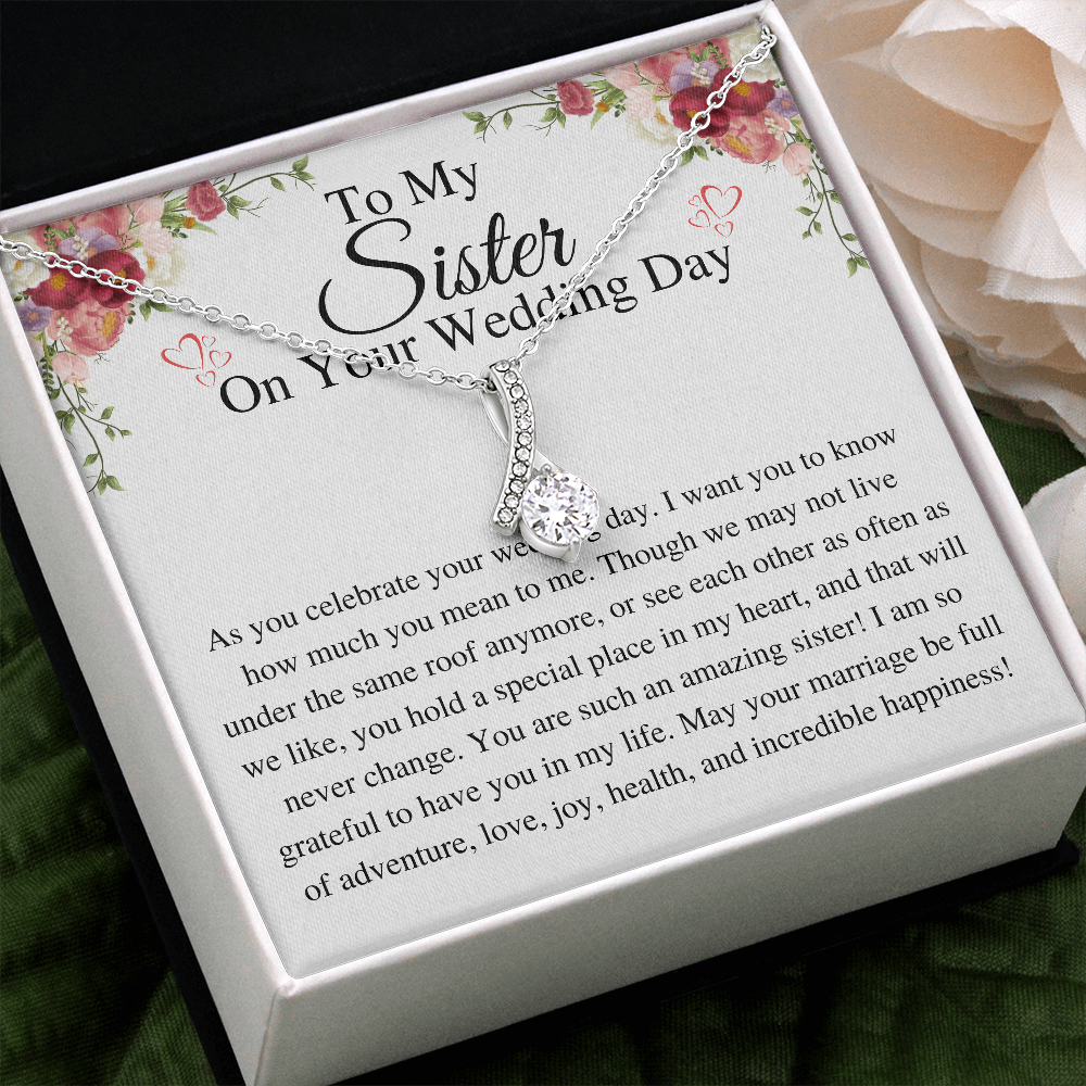 Sister Wedding Gift from Sister Wedding Day, Gift for siter from Bride Gift for her Necklace, Gift from brother to Sister correct