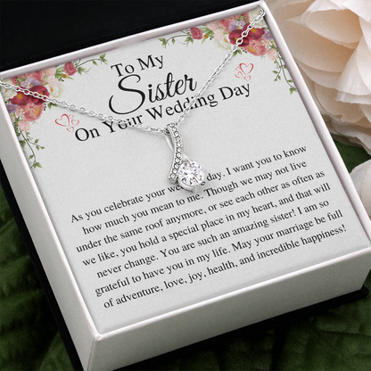 Sister Wedding Gift from Sister Wedding Day, Gift for siter from Bride Gift for her Necklace, Gift from brother to Sister correct