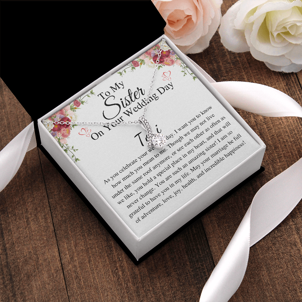 Sister Wedding Gift from Sister Wedding Day, Gift for siter from Bride Gift for her Necklace, Gift from brother to Sister toni