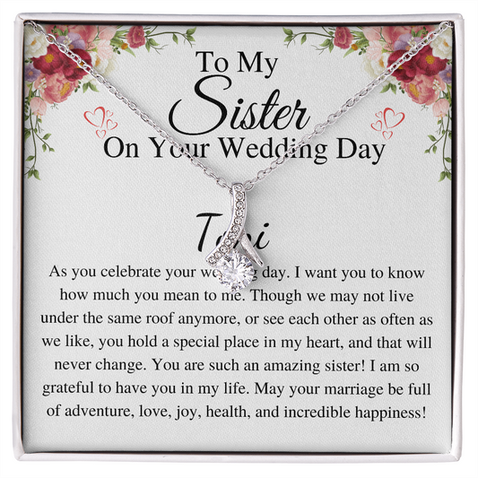 Sister Wedding Gift from Sister Wedding Day, Gift for siter from Bride Gift for her Necklace, Gift from brother to Sister toni
