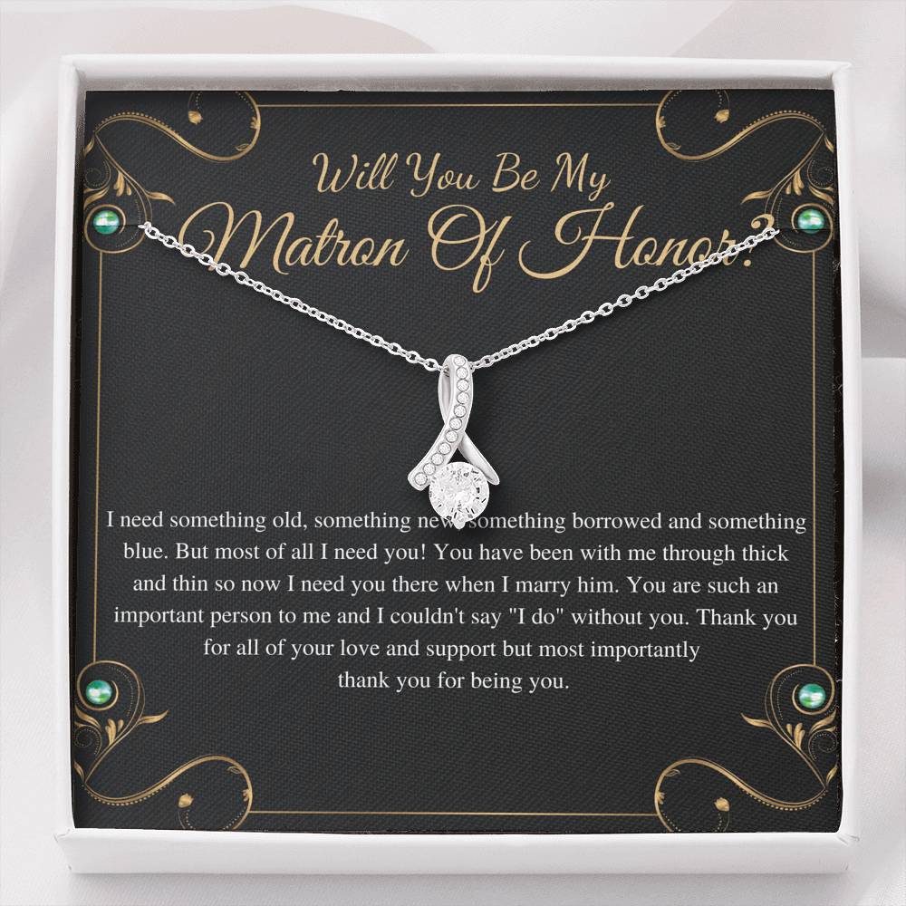 Alluring beauty, Will You Be My Matron of Honor Necklace Gift,Matron of Honor Proposal,Wedding Day Thank You Jewelry,MOH Proposal Card #0165