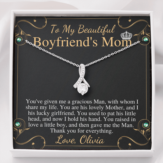 Boyfriend Mom Necklace, Gift for Boyfriend Mother, Birthday Gift, Christmas Gift, Mothers Day Gift for Boyfriends Mom, Alluring Beauty #0477