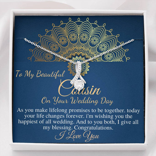 Wedding Gift For My Cousin, Cousin Wedding Day Gift, Bride Necklace Gift For Cousin, Cousin Gifts, Wedding Jewelry, Alluring Beauty #0105