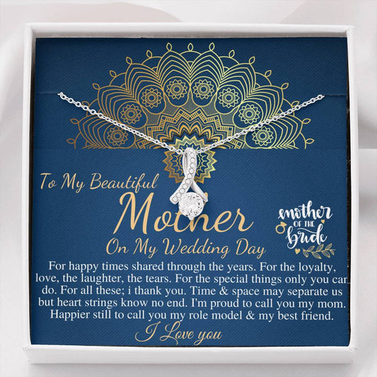Mom Wedding Gift from Bride, Bride to Mom Gift, Gift for Mom on Wedding Day, Mother of the Bride Necklace, Wedding Gift for Mom #0787