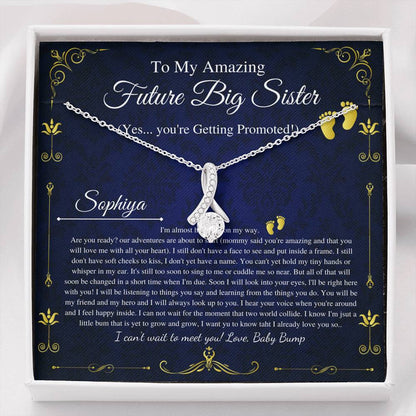 Pregnant Big Sister Gift For First Time Mom Gift, Pregnancy Necklace For Sister Reveal, Congratulations Pregnancy Gift, Initial Heart #0194