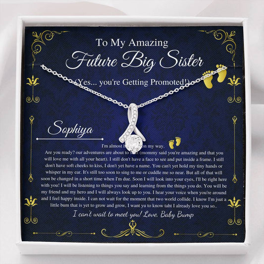 Pregnant Big Sister Gift For First Time Mom Gift, Pregnancy Necklace For Sister Reveal, Congratulations Pregnancy Gift, Initial Heart #0194