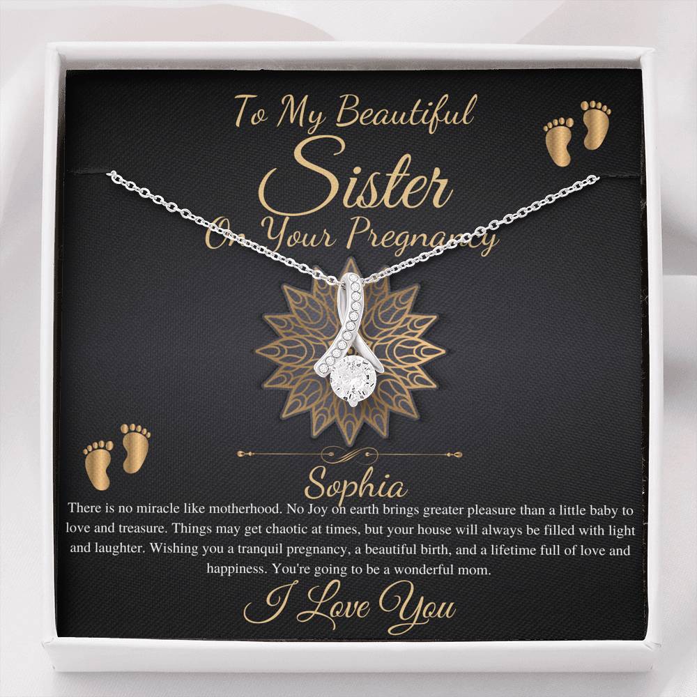 Pregnant Sister Gift For First Time Mom Gift, Pregnancy Necklace For Big Sister Reveal, Congratulations Pregnancy Gift,Alluring Beauty #0215 new