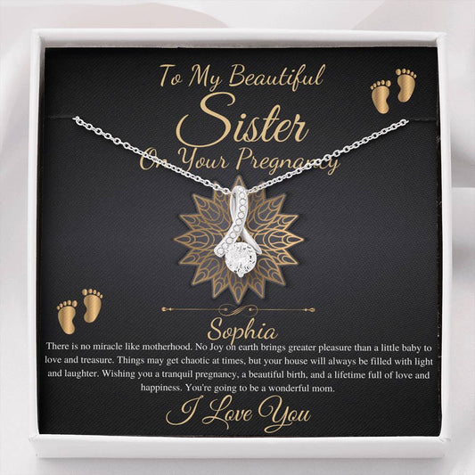 Pregnant Sister Gift For First Time Mom Gift, Pregnancy Necklace For Big Sister Reveal, Congratulations Pregnancy Gift,Alluring Beauty #0215 new