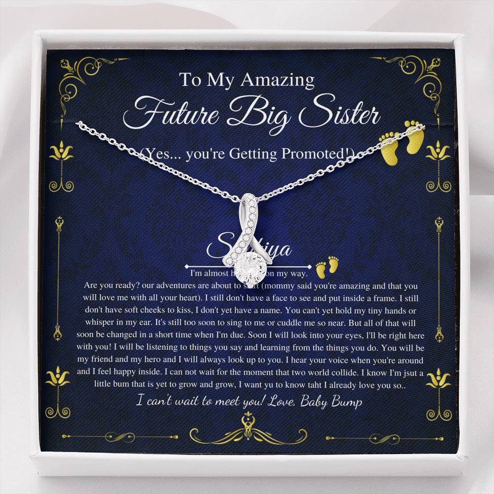 Pregnant Big Sister Gift For First Time Mom Gift, Pregnancy Necklace For Sister Reveal, Congratulations Pregnancy Gift, Initial Heart #0194