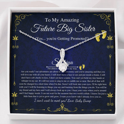 Pregnant Big Sister Gift For First Time Mom Gift, Pregnancy Necklace For Sister Reveal, Congratulations Pregnancy Gift, Initial Heart #0194