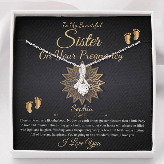 Pregnant Sister Gift For First Time Mom Gift, Pregnancy Necklace For Big Sister Reveal, Congratulations Pregnancy Gift, Alluring Beauty #0215