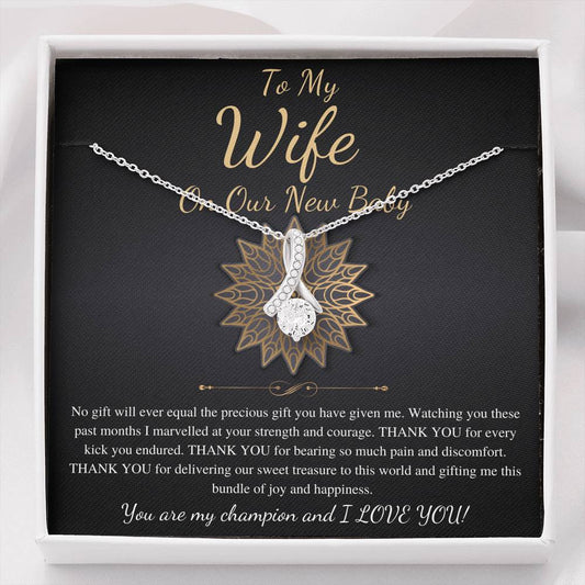 Push Gift for Wife for New Baby, New Mom Gift from Husband,Push Gift for Wife,Baby Gift From Husband, New Mom Necklace,Alluring Beauty #0234