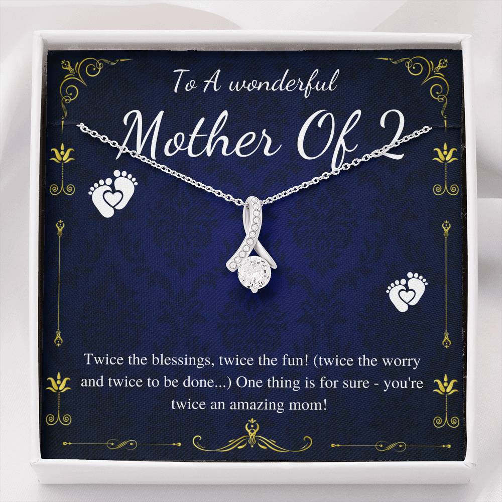 Second Time Mom Gift Birthstone Necklace for Mom Gift for Birth of 2nd Child, Baby Number 2 gift, Second Child, Twin Mama Twin Baby Gift00