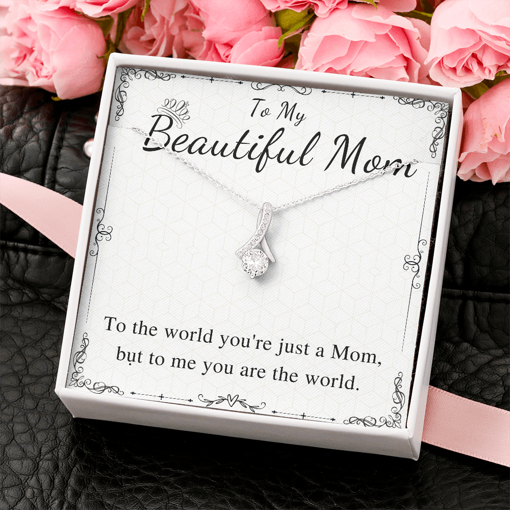 Meaningful Jewelry Gifts Mother's Day Alluring Beauty Necklace Gift For Beautiful Mom Valentines Day Gift For Her From Daughter / Son Present For Mother On Wedding Day Stainless Steel Cable Chain Necklace with Message Card Mahogany Luxury Box Variant