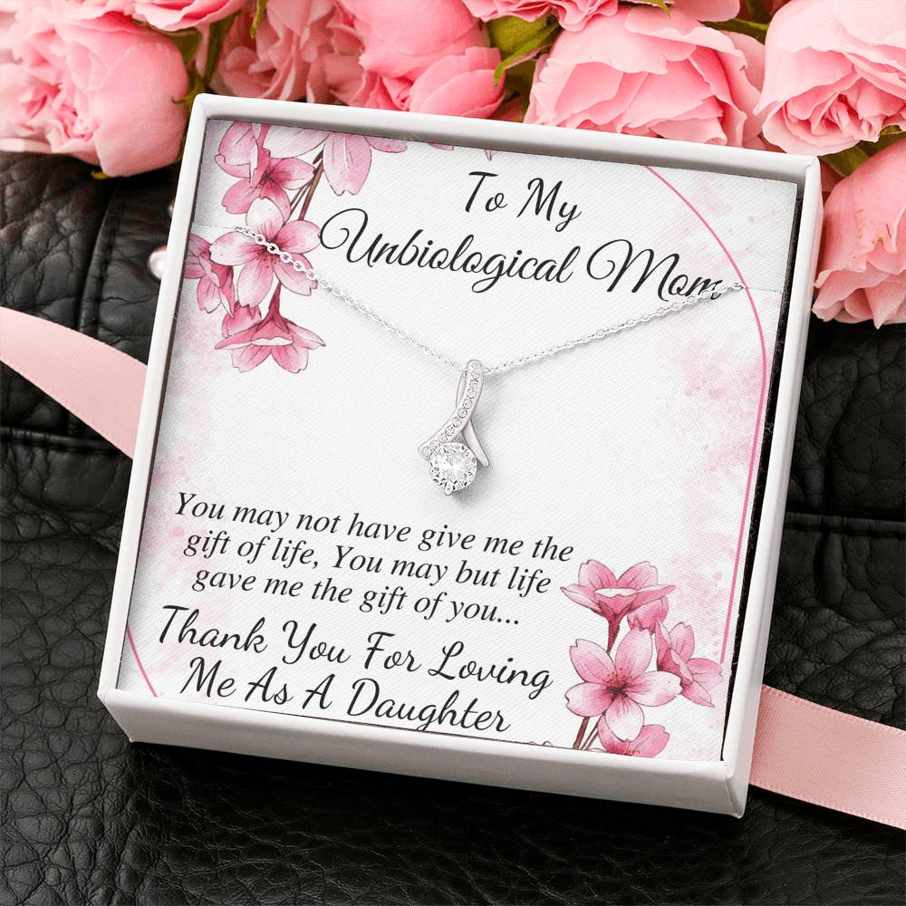Unbiological Mom Necklace, Bonus Mom Gift, Bonus Mom Necklace, Stepmom Gift from Bride, Step Mom Gift, Stepmom Birthday,Christmas Gift #0461