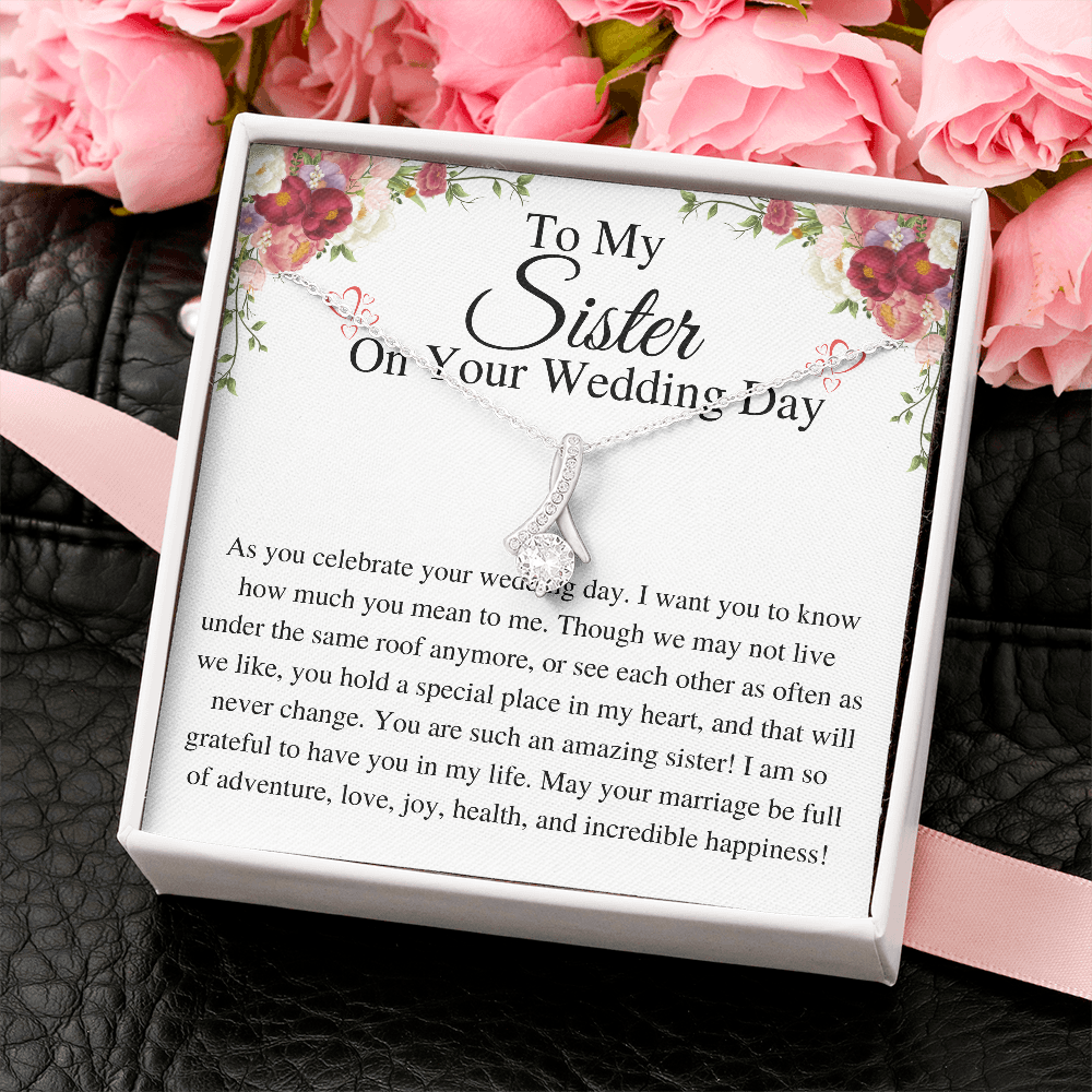 Sister Wedding Gift from Sister Wedding Day, Gift for siter from Bride Gift for her Necklace, Gift from brother to Sister correct