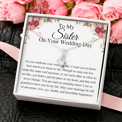 Sister Wedding Gift from Sister Wedding Day, Gift for siter from Bride Gift for her Necklace, Gift from brother to Sister correct