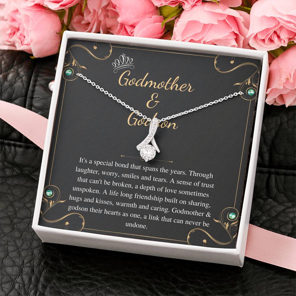 Godmother & Godson Necklace, Godmother Gift, Heart Necklace,Appreciation Gift from Godson Christmas Gift Birthday Gift Alluring Beauty #0433