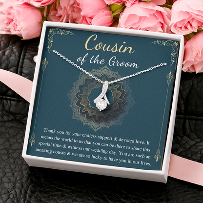 Cousin Of The Groom Necklace Gift, Wedding Gift From Bride And Groom, Bridal Party Thank You Gift, Cousin Wedding Gift, keepsake gift