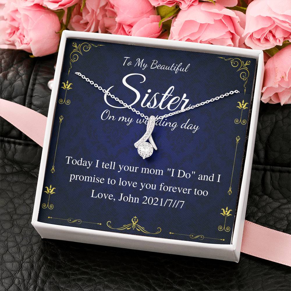 Alluring Beauty,Groom to Sister Gift from Groom on Wedding ,Rehearsal Dinner Gift to Sister from Brother,Wedding Necklace From Brother #0183