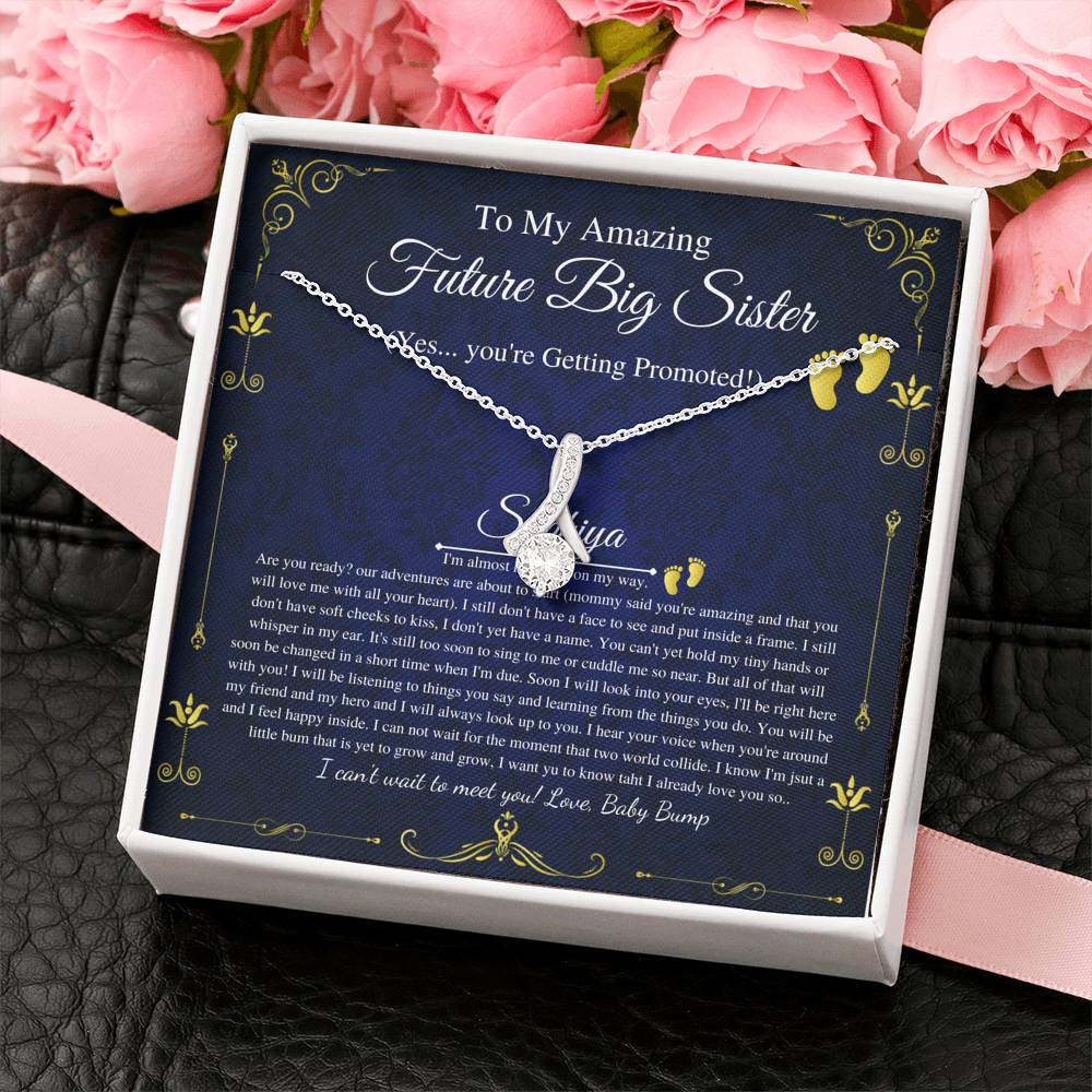 Pregnant Big Sister Gift For First Time Mom Gift, Pregnancy Necklace For Sister Reveal, Congratulations Pregnancy Gift, Initial Heart #0194