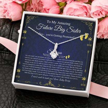 Pregnant Big Sister Gift For First Time Mom Gift, Pregnancy Necklace For Sister Reveal, Congratulations Pregnancy Gift, Initial Heart #0194
