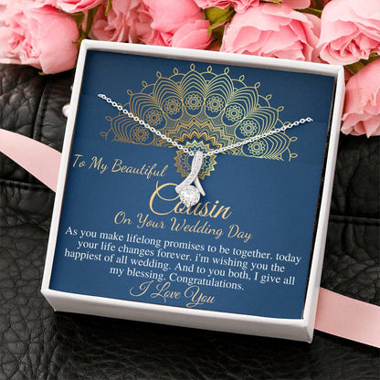 Wedding Gift For My Cousin, Cousin Wedding Day Gift, Bride Necklace Gift For Cousin, Cousin Gifts, Wedding Jewelry, Alluring Beauty #0105