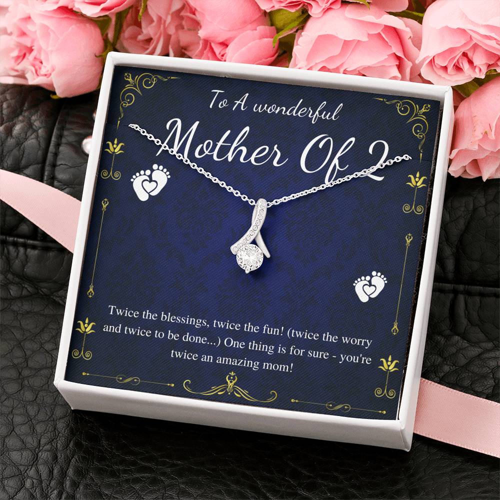 Second Time Mom Gift Birthstone Necklace for Mom Gift for Birth of 2nd Child, Baby Number 2 gift, Second Child, Twin Mama Twin Baby Gift00
