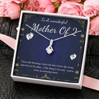 Second Time Mom Gift Birthstone Necklace for Mom Gift for Birth of 2nd Child, Baby Number 2 gift, Second Child, Twin Mama Twin Baby Gift00